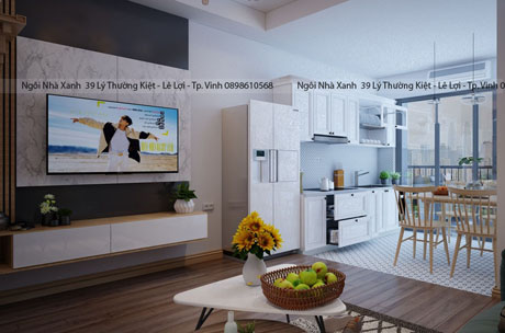 thiết kế thi công tủ bếp chung cư Tecco Quang Trung